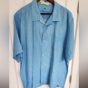 Tommy Bahama Linen Light Blue Button-Up Shirt